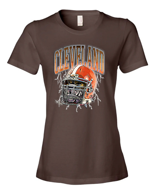 "Cleveland Dawg Helmet" on Brown - Only in Clev