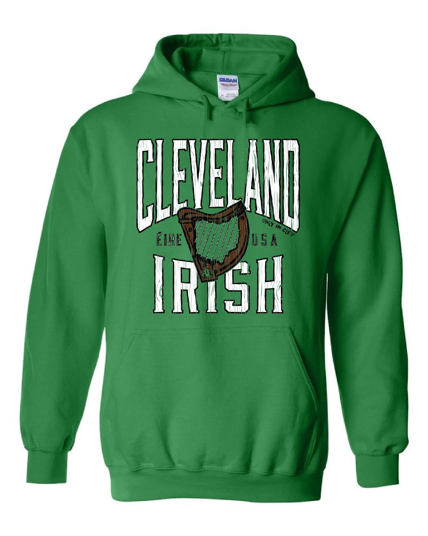 "Cleveland Irish Harp" on Kelly Green - Only in Clev 3XL-Hoodies