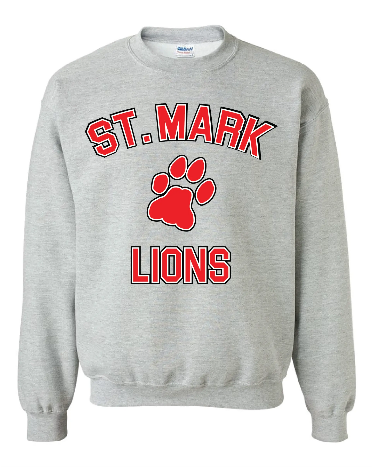 "St. Mark Lions Paw" Design on Gray - Only in Clev 3XL-Crew-Sweatshirt