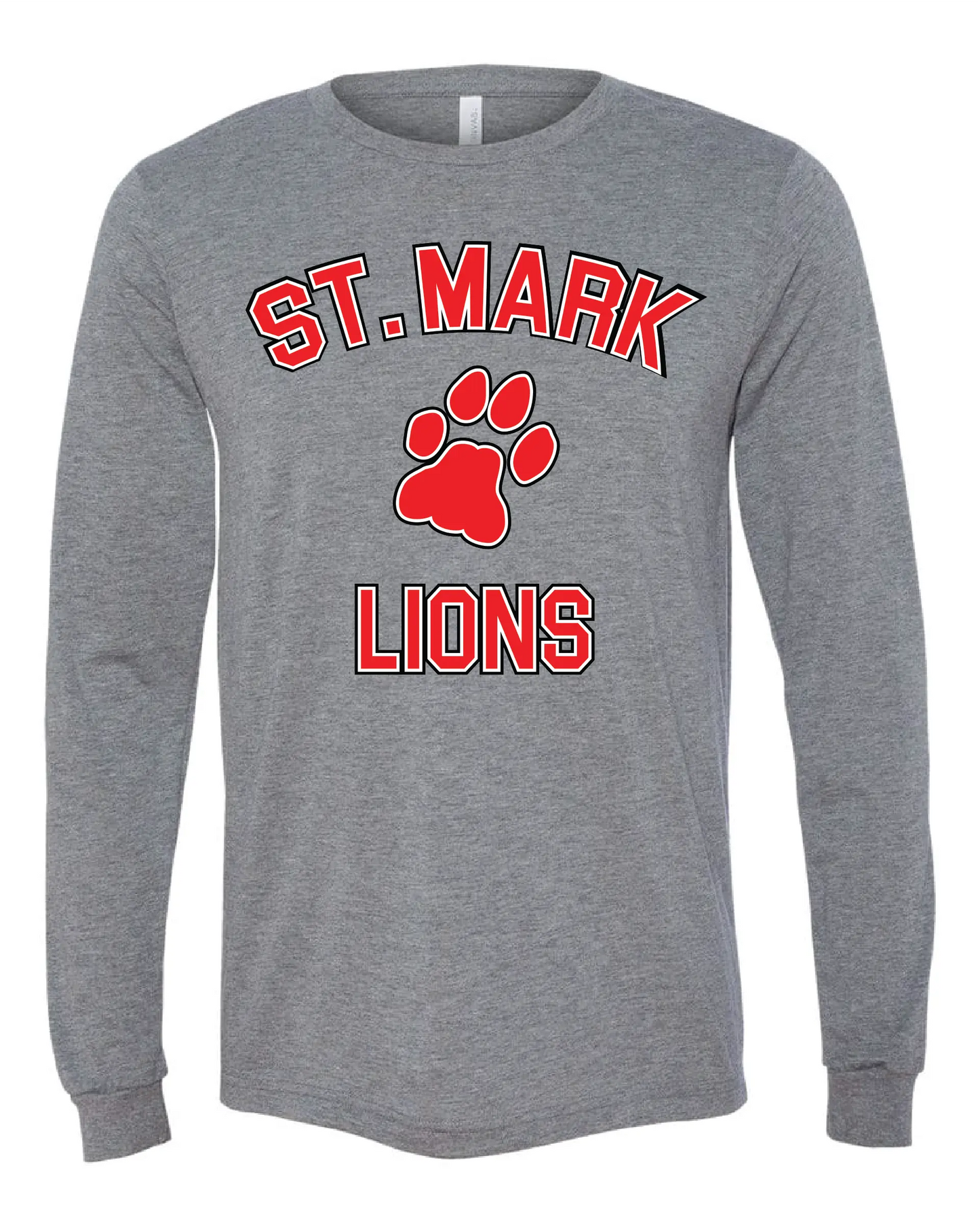 "St. Mark Lions Paw" Design on Gray - Only in Clev 3XL-Unisex-Long-Sleeve-T-Shirt