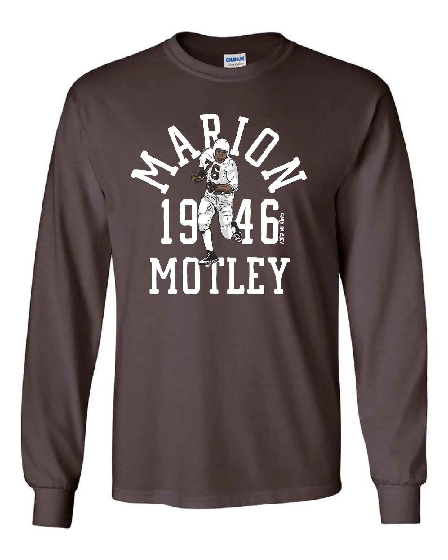 "Marion Motley Throwback" Design on Brown - Only in Clev 3XL-Unisex-long-sleeve