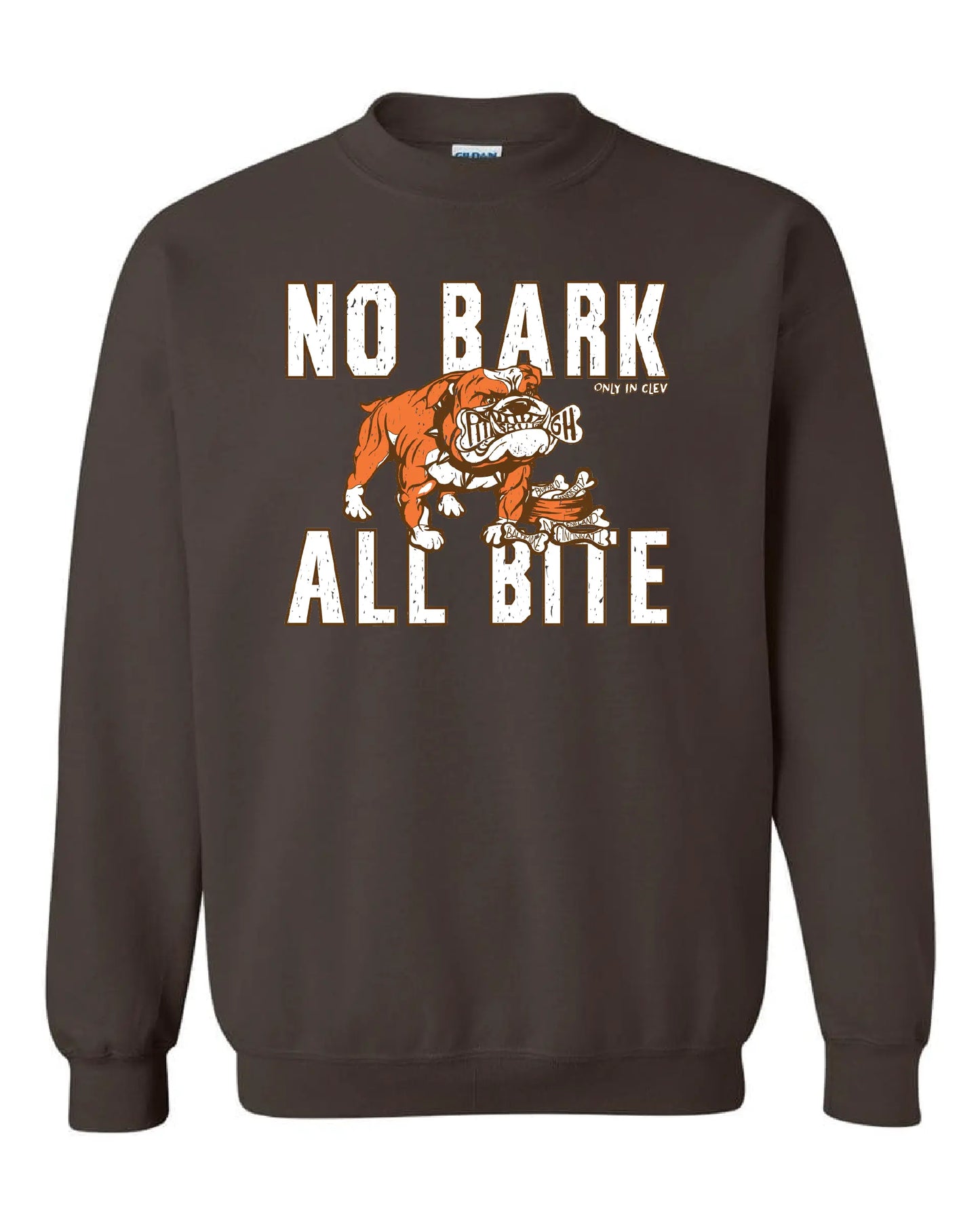 "No Bark All Bite" T Shirt on Brown - Only in Clev