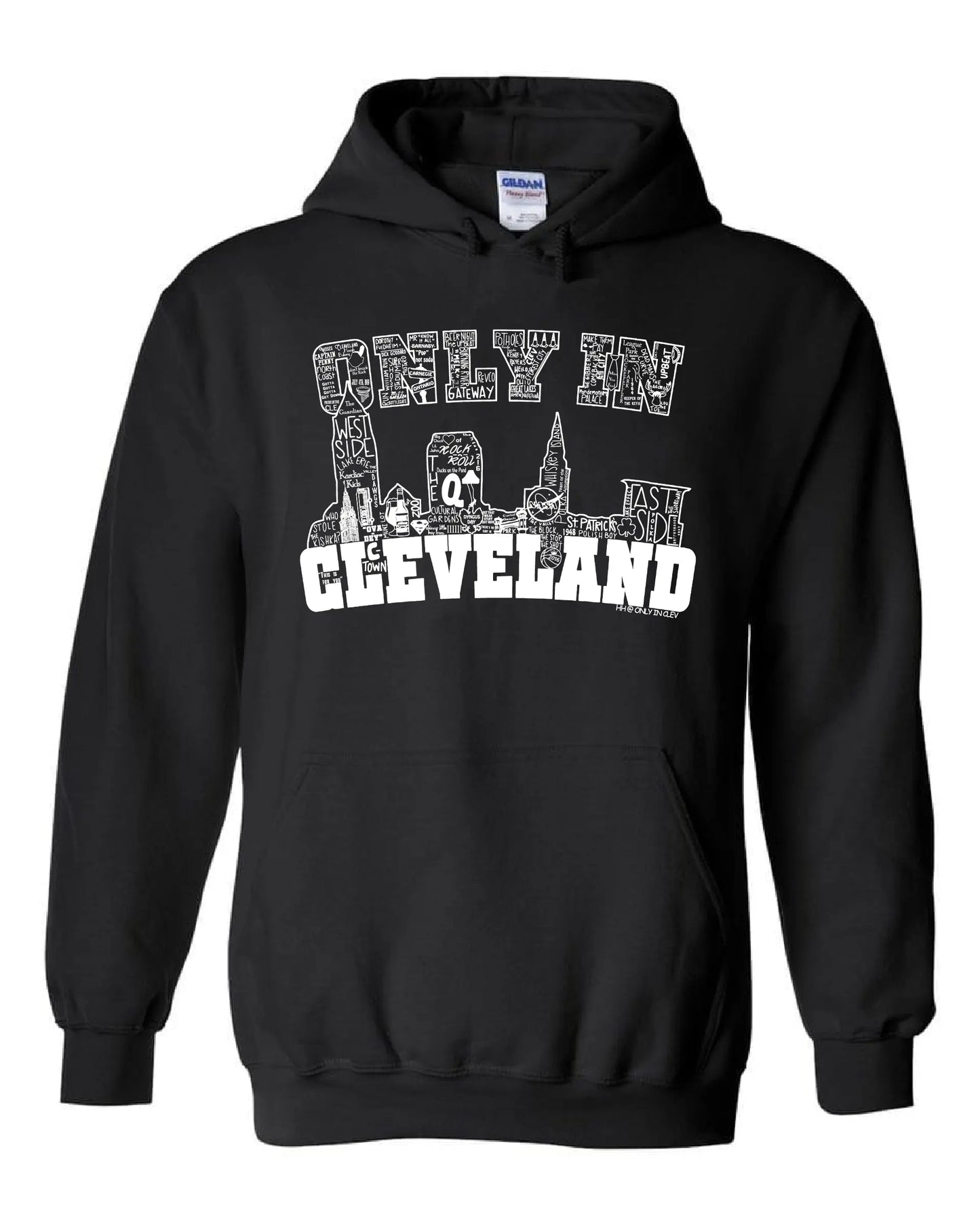 "Only in Cleveland White Design" on Black - Only in Clev