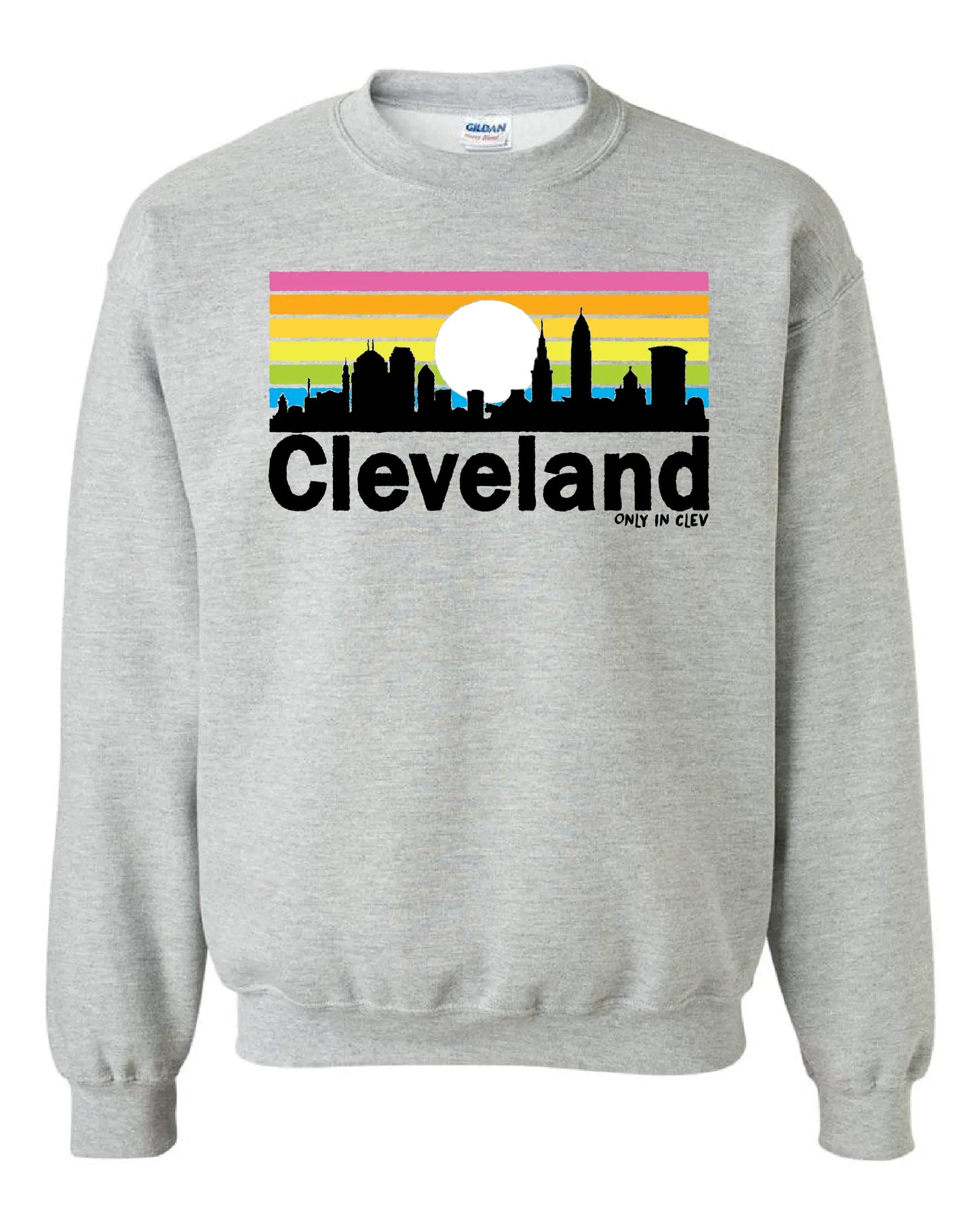 Cleveland Rainbow" design on Gray - Only in Clev 3XL-Crew-Sweatshirt