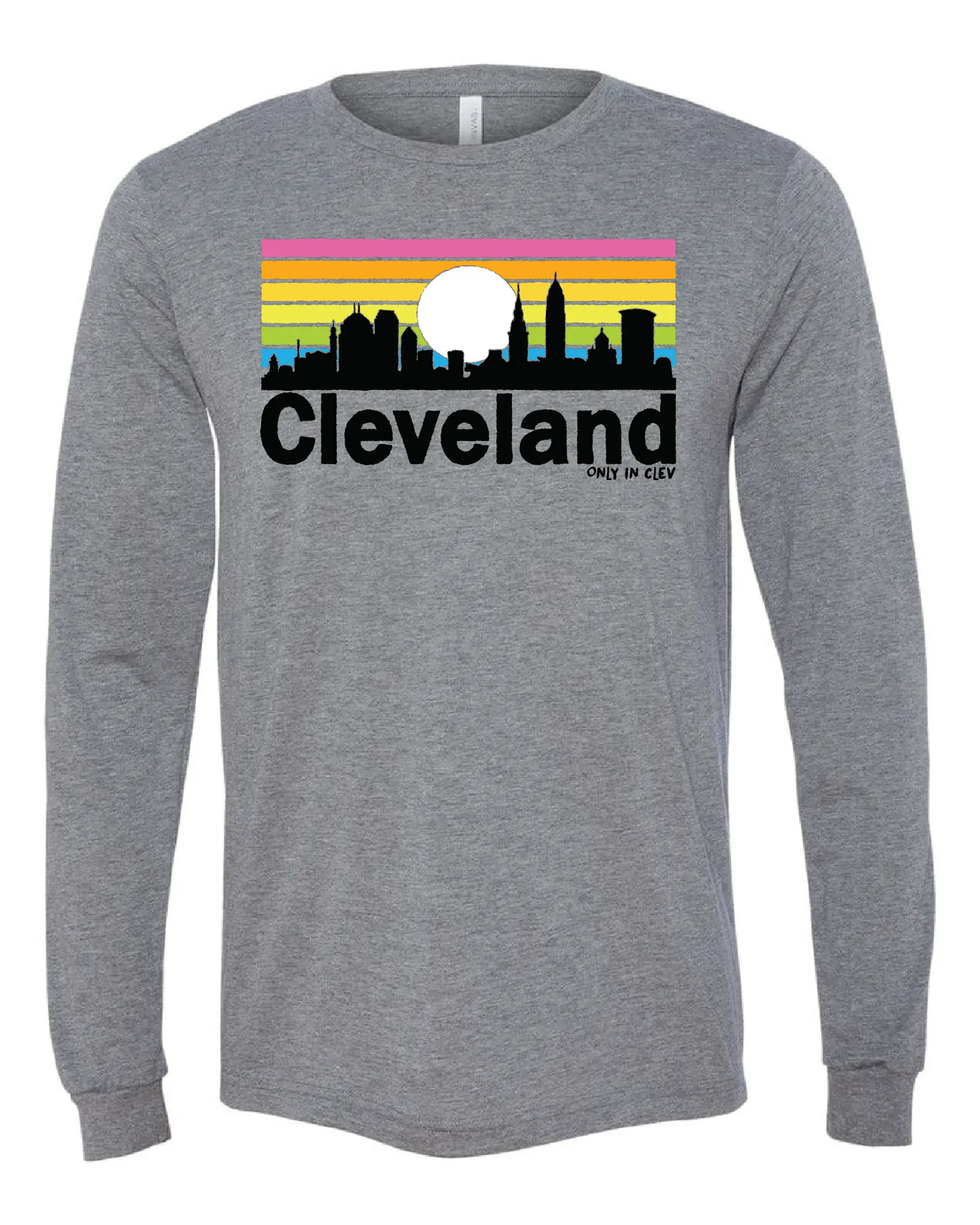 Cleveland Rainbow" design on Gray - Only in Clev 3XL-Unisex-Long-Sleeve-T-Shirt