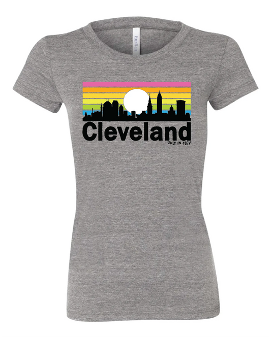 Cleveland Rainbow" design on Gray - Only in Clev 2XL-Women-s-Short-Sleeve-T-Shirt