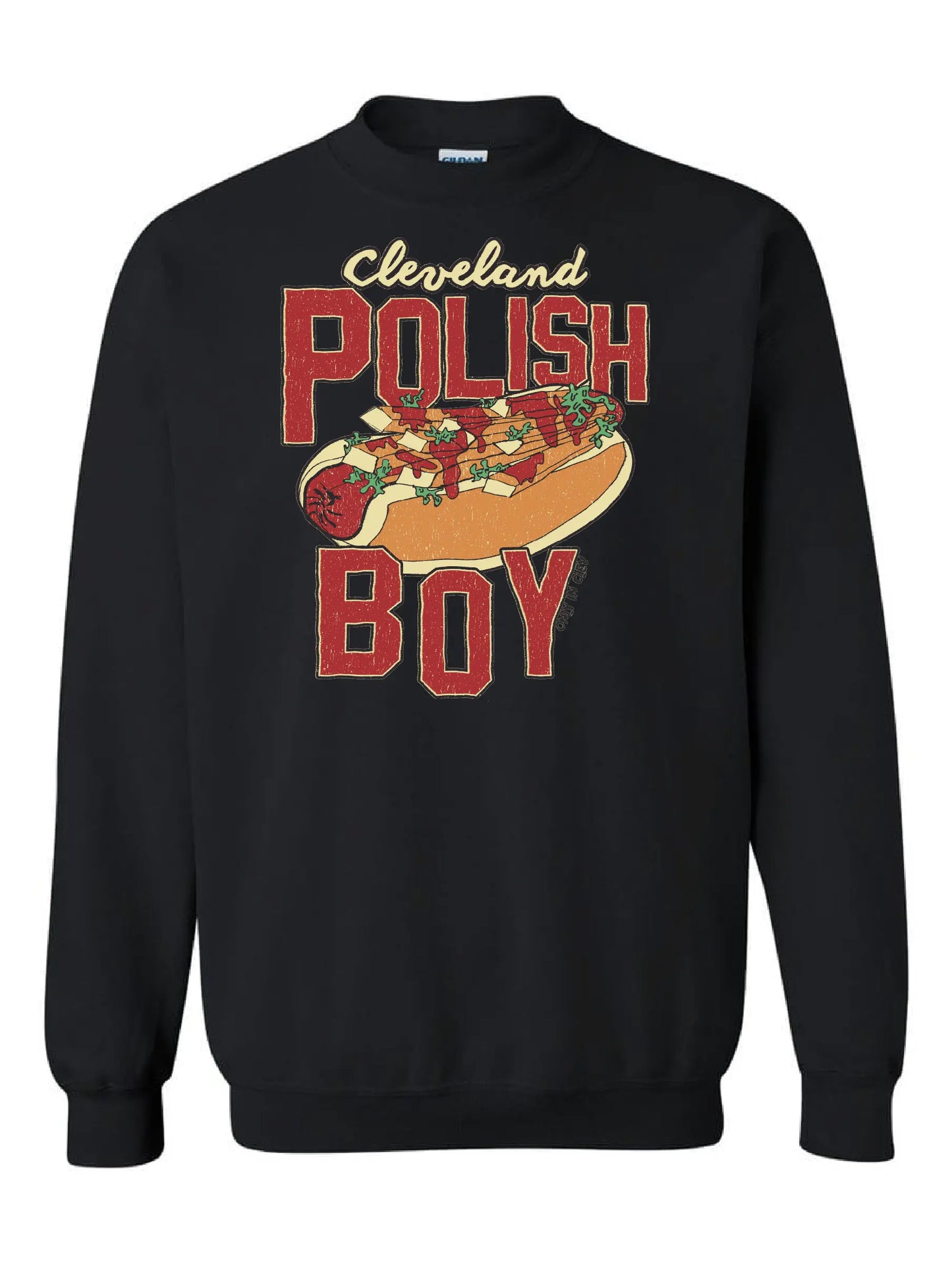 "Cleveland Polish Boy" on Black - Only in Clev 3XL-Crew-Sweatshirt