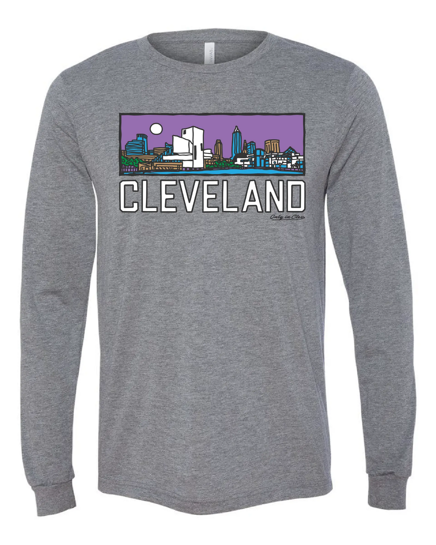 CLE Purple Skyline on Grey - Only in Clev