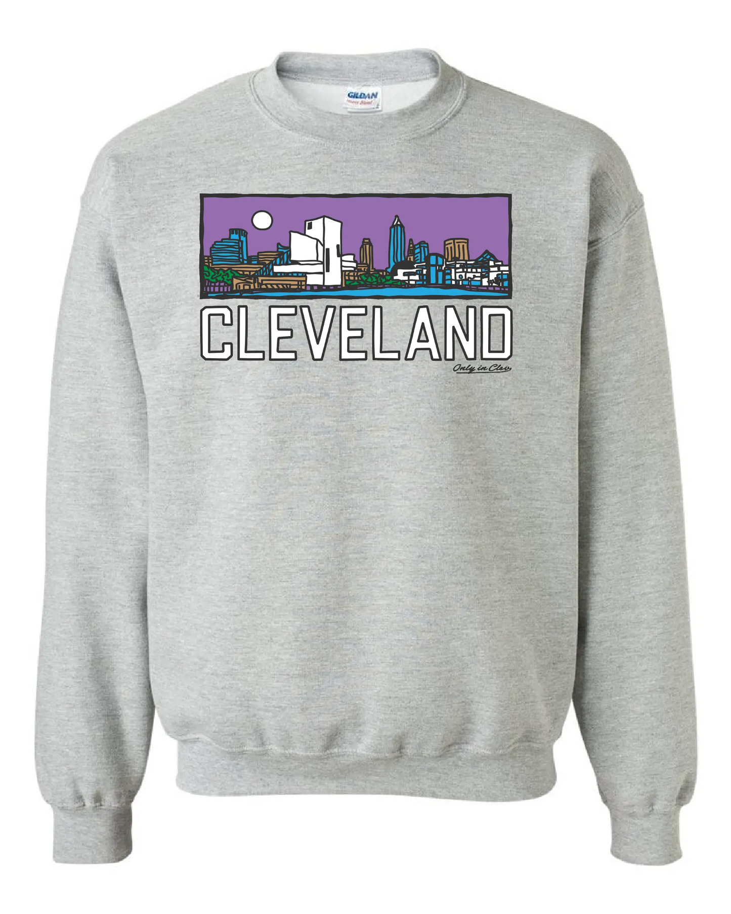 CLE Purple Skyline on Grey - Only in Clev