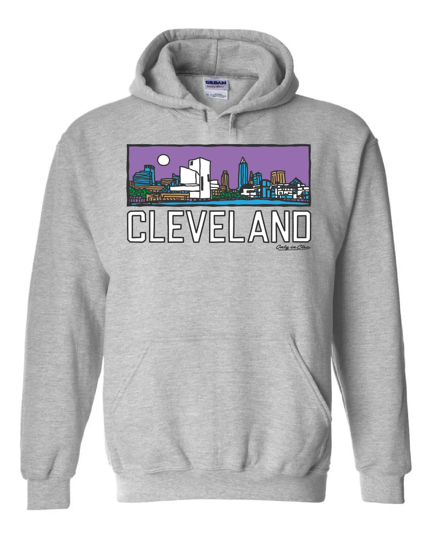 CLE Purple Skyline on Grey - Only in Clev