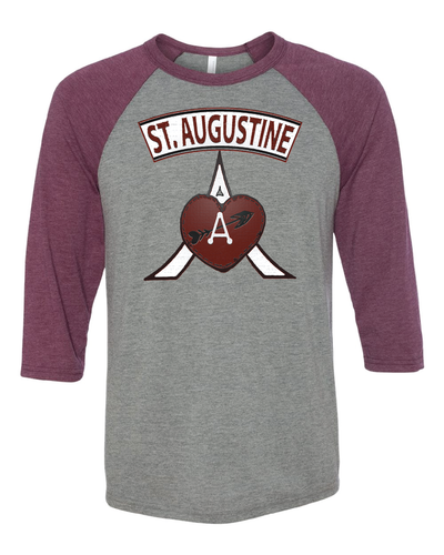 "St. Augustine Arrow" Design on Raglan 3/4 Quarters