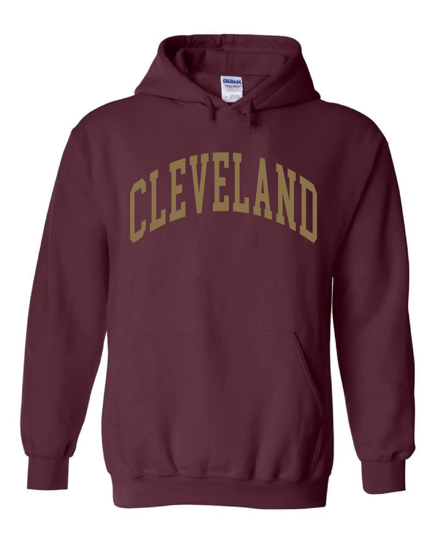 "Cleveland Block Gold" Basketball on Maroon - Only in Clev