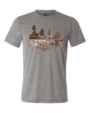 "Cleveland Brown & Orange Camo Skyline" on Gray - Only in Clev