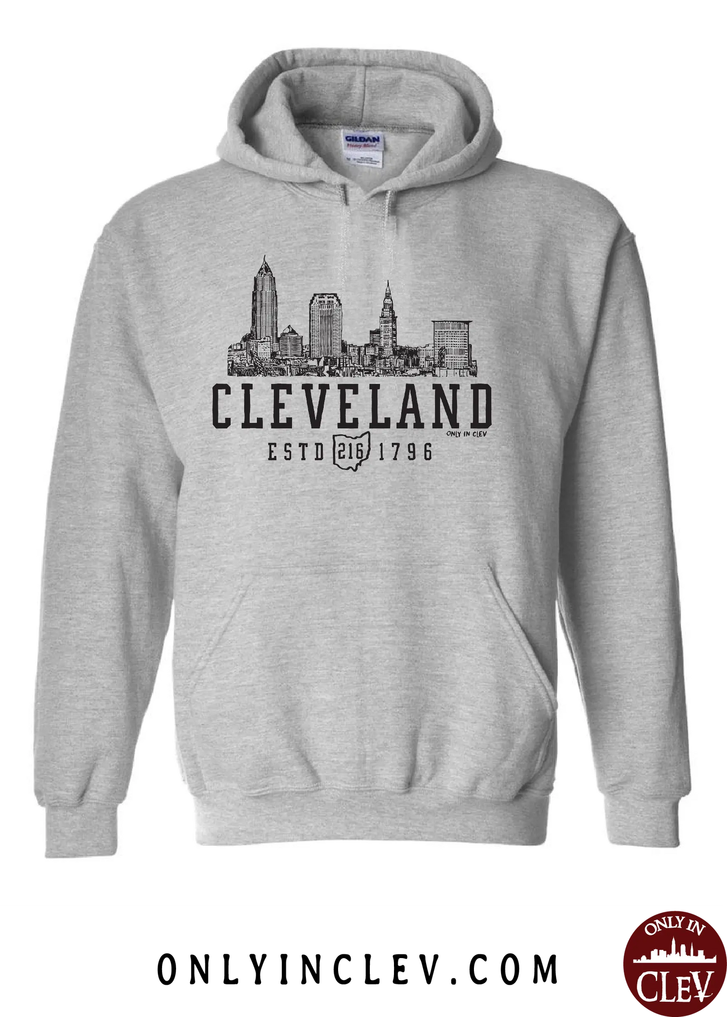 "Cleveland Skyline" on Gray - Only in Clev