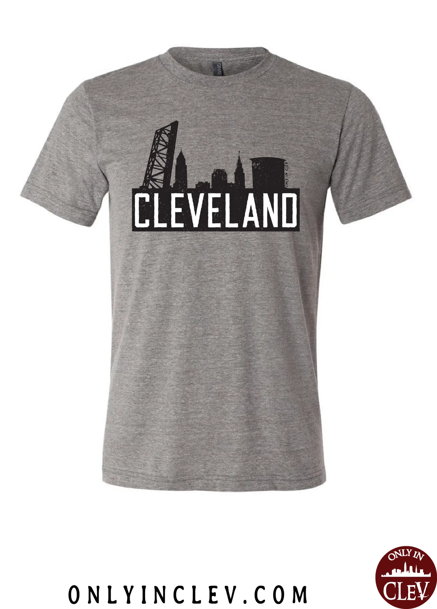 "The Flats Skyline" T Shirt on Gray - Only in Clev