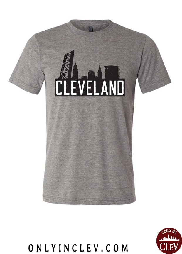 "The Flats Skyline" T Shirt on Gray - Only in Clev