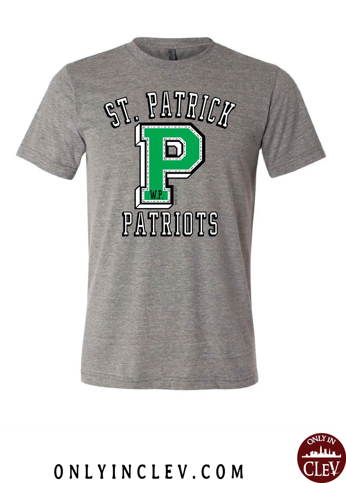 "St. Patrick Patriots" Letterman Design on Gray - Only in Clev