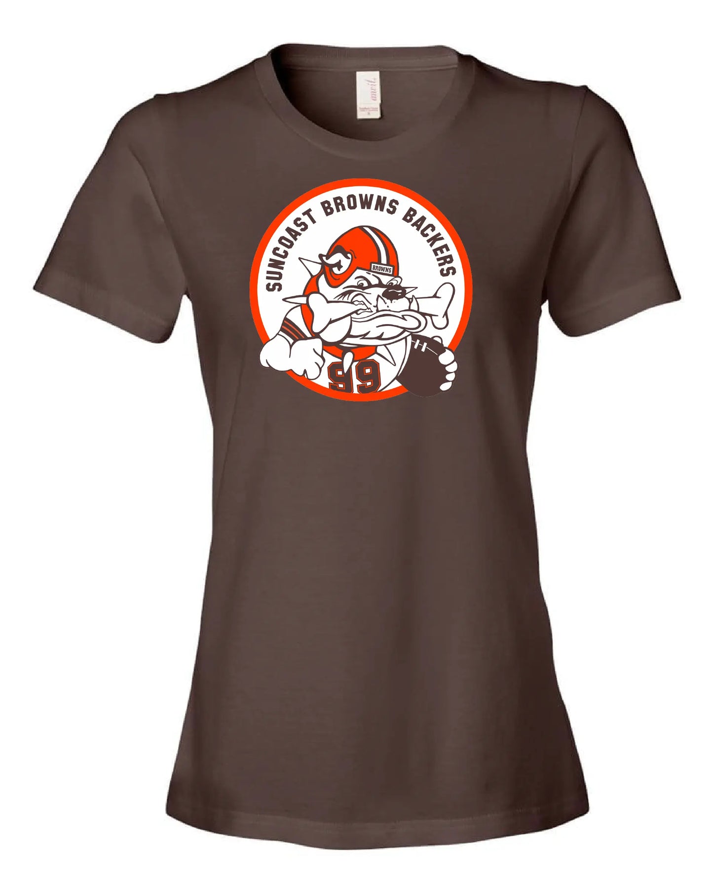 "Suncoast Browns Backers" Design on Brown - Only in Clev 3XL-Women-s-short-sleeve
