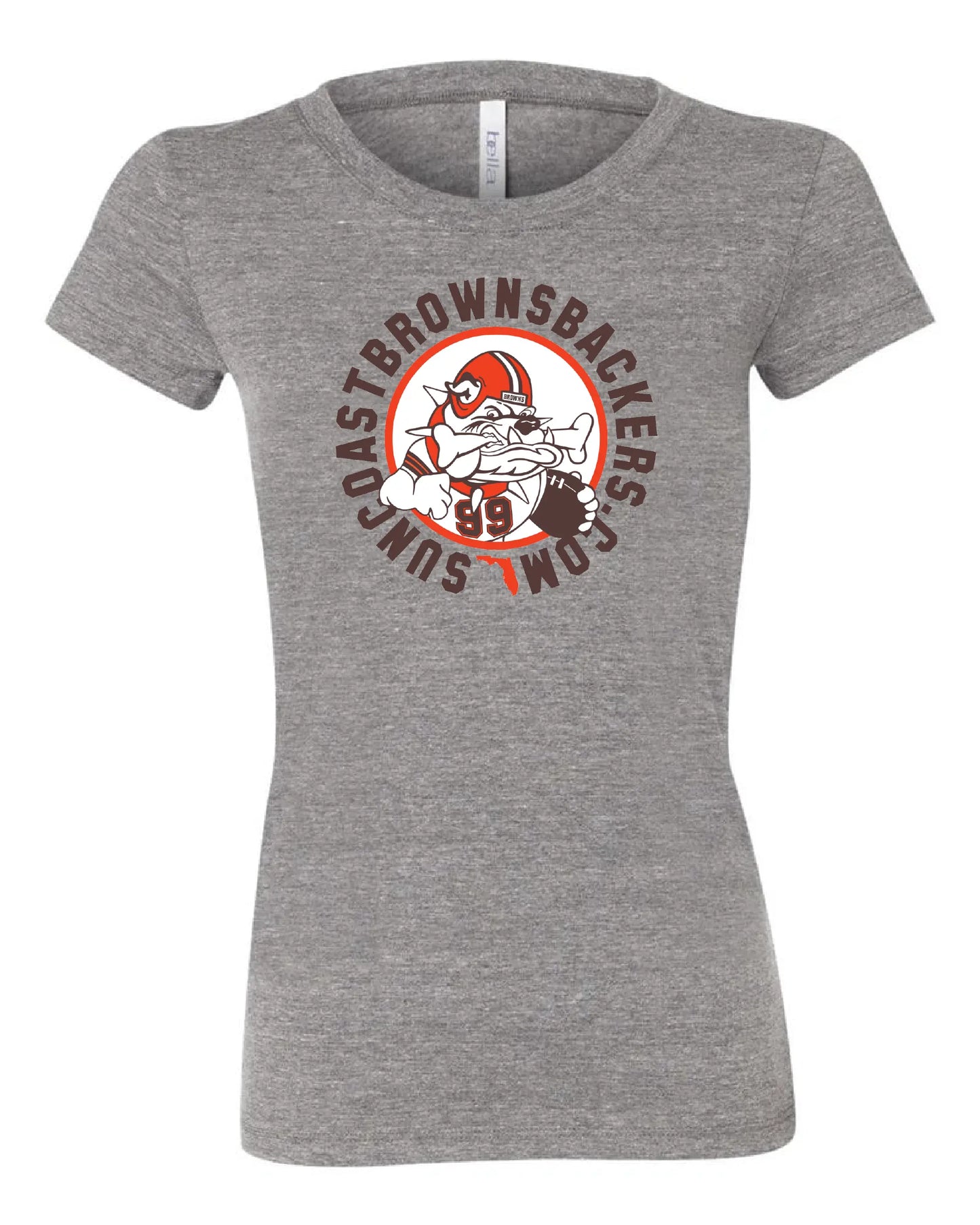 "Suncoast Browns Backers" Design on Gray - Only in Clev 3XL-Women-s-short-sleeve