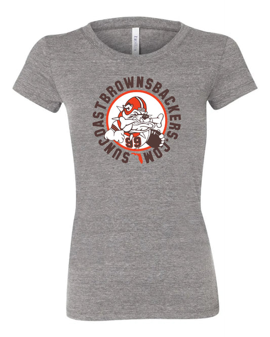 "Suncoast Browns Backers" Design on Gray - Only in Clev 3XL-Women-s-short-sleeve