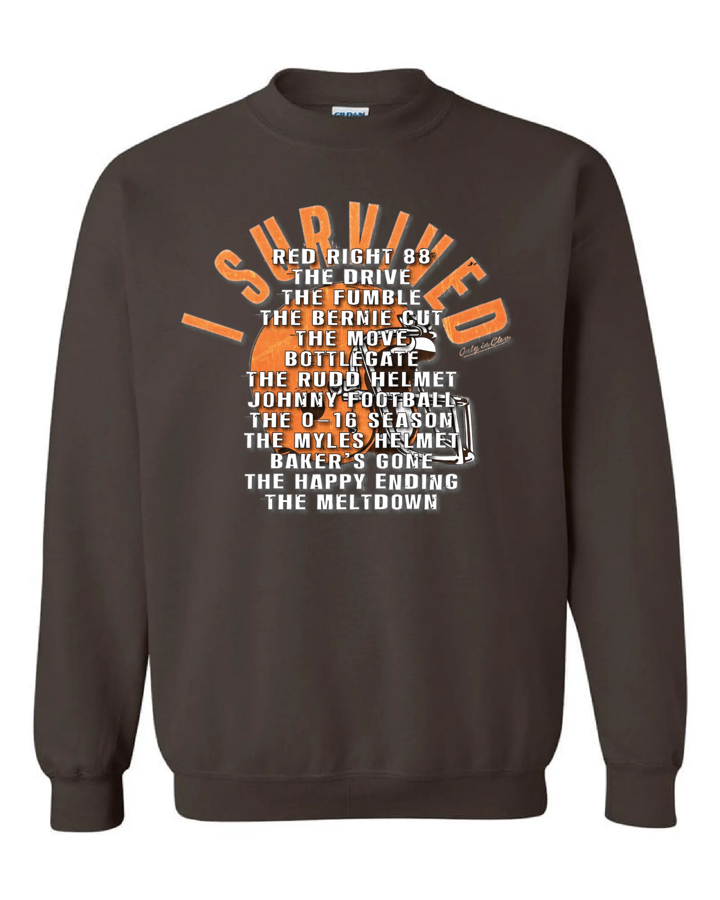 Cleveland Football Survival Design" on Brown - Only in Clev