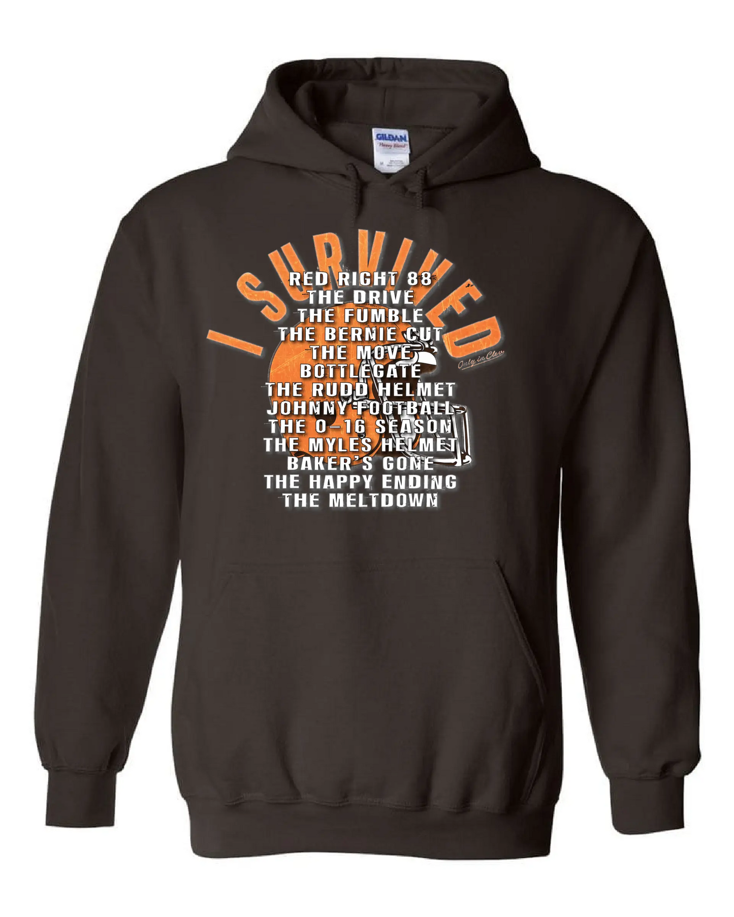 Cleveland Football Survival Design" on Brown - Only in Clev