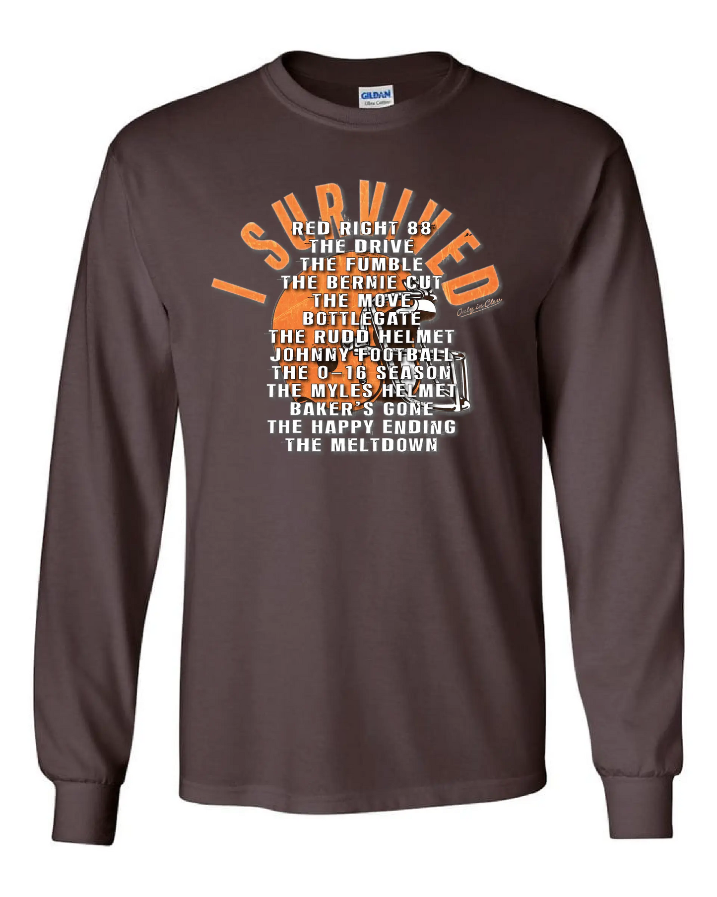 Cleveland Football Survival Design" on Brown - Only in Clev