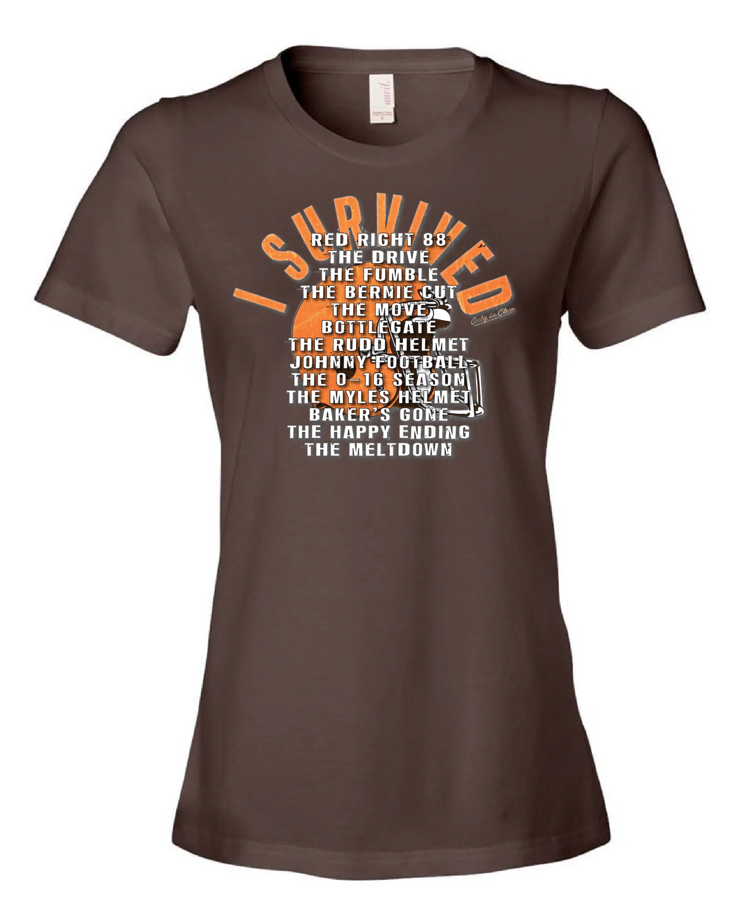 Cleveland Football Survival Design" on Brown - Only in Clev