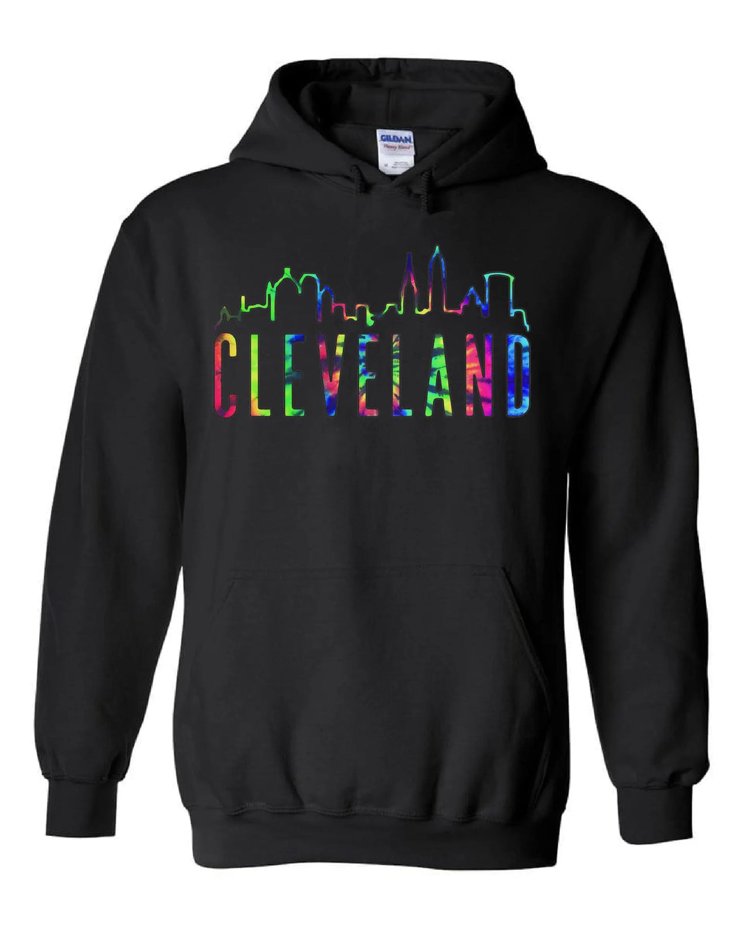 Colorful Skyline Cleveland design on Black - Only in Clev