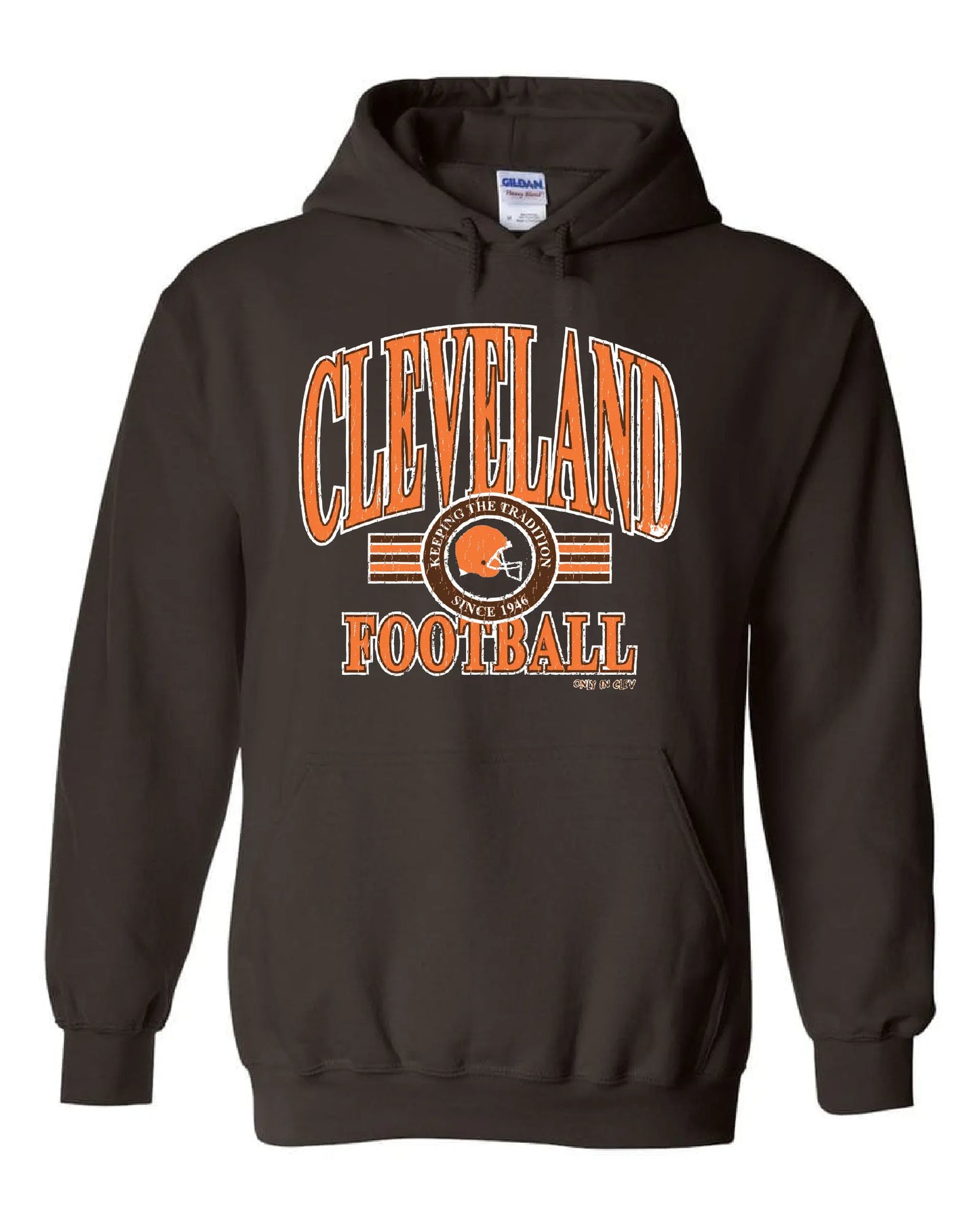 "Cleveland Football Tradition" Vintage Design on Brown - Only in Clev