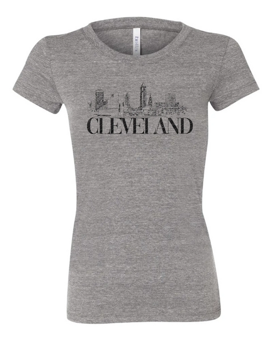 "Vintage Cleveland Skyline" Design on Grey - Only in Clev