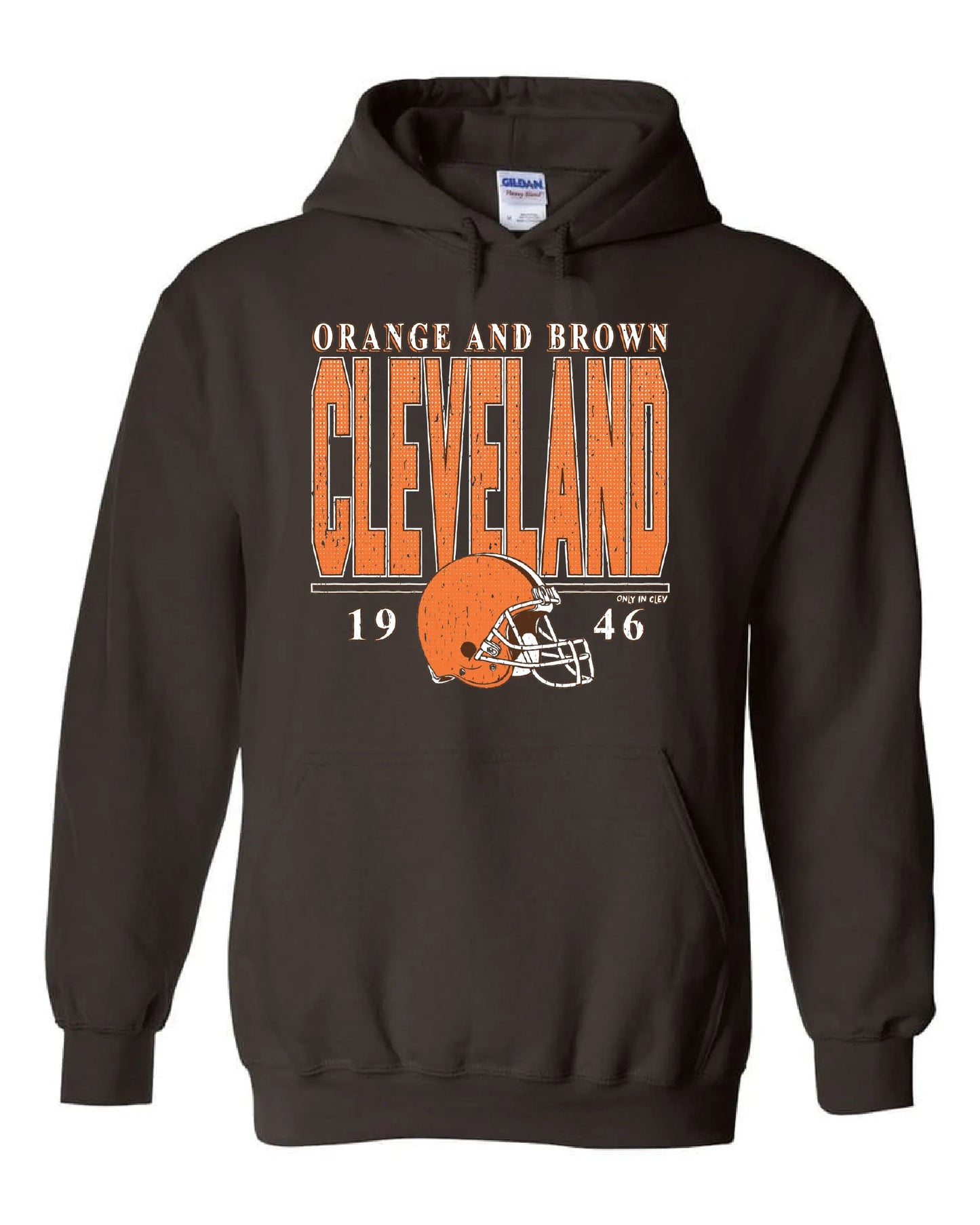 "Cleveland Vintage Football" on Brown - Only in Clev 3XL-Unisex-hoodie