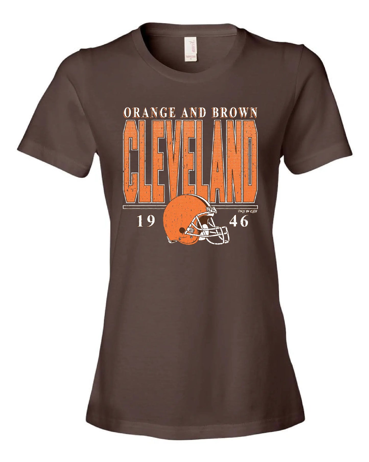 "Cleveland Vintage Football" on Brown - Only in Clev 3XL-Women-s-short-sleeve