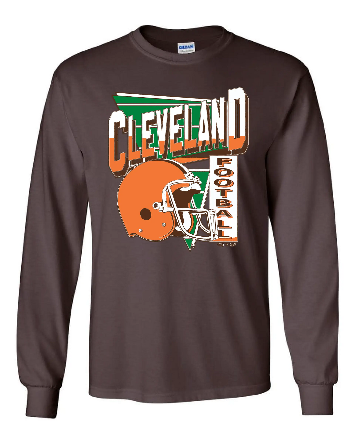 "Cleveland Vintage 80's Throwback" Design on Brown - Only in Clev 3XL-Unisex-long-sleeve