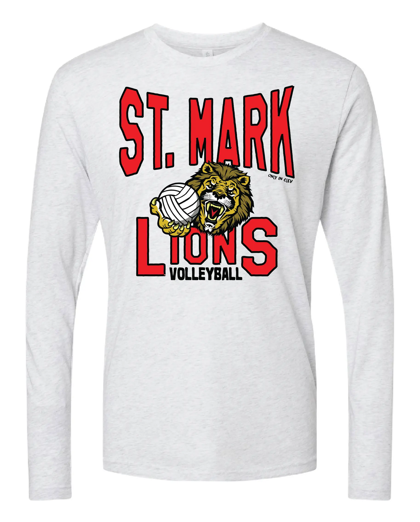 "St. Mark Lions Volleyball" Design on Ash - Only in Clev 3XL-Unisex-Long-Sleeve-T-Shirt