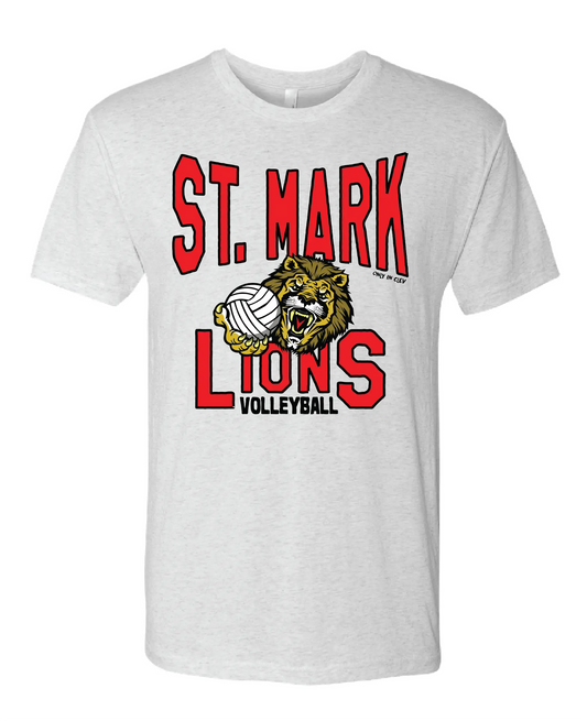 "St. Mark Lions Volleyball" Design on Ash - Only in Clev 3XL-Men-s-Short-Sleeve-T-Shirt