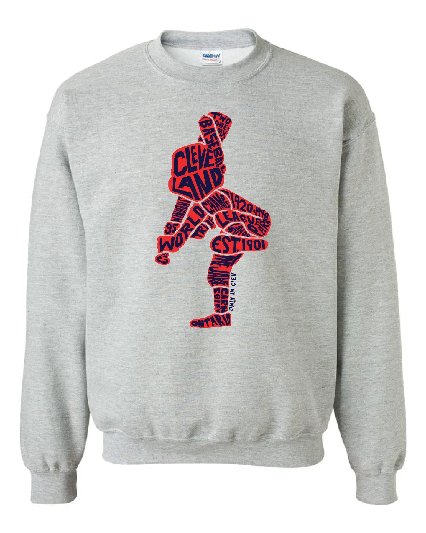 "Cleveland Slugger" on Gray - Only in Clev 3XL-Crew-Sweatshirt