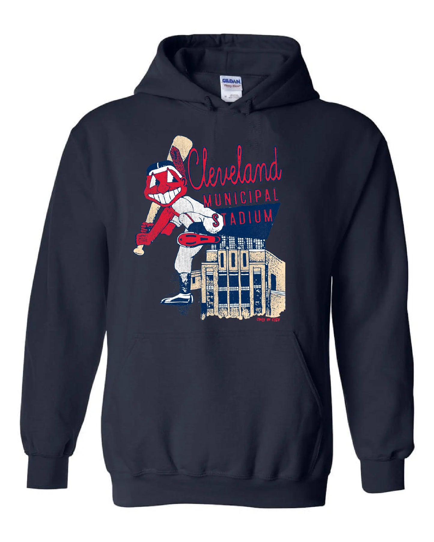 "Cleveland Municipal Stadium (Baseball) on Navy - Only in Clev 3XL-Hoodies