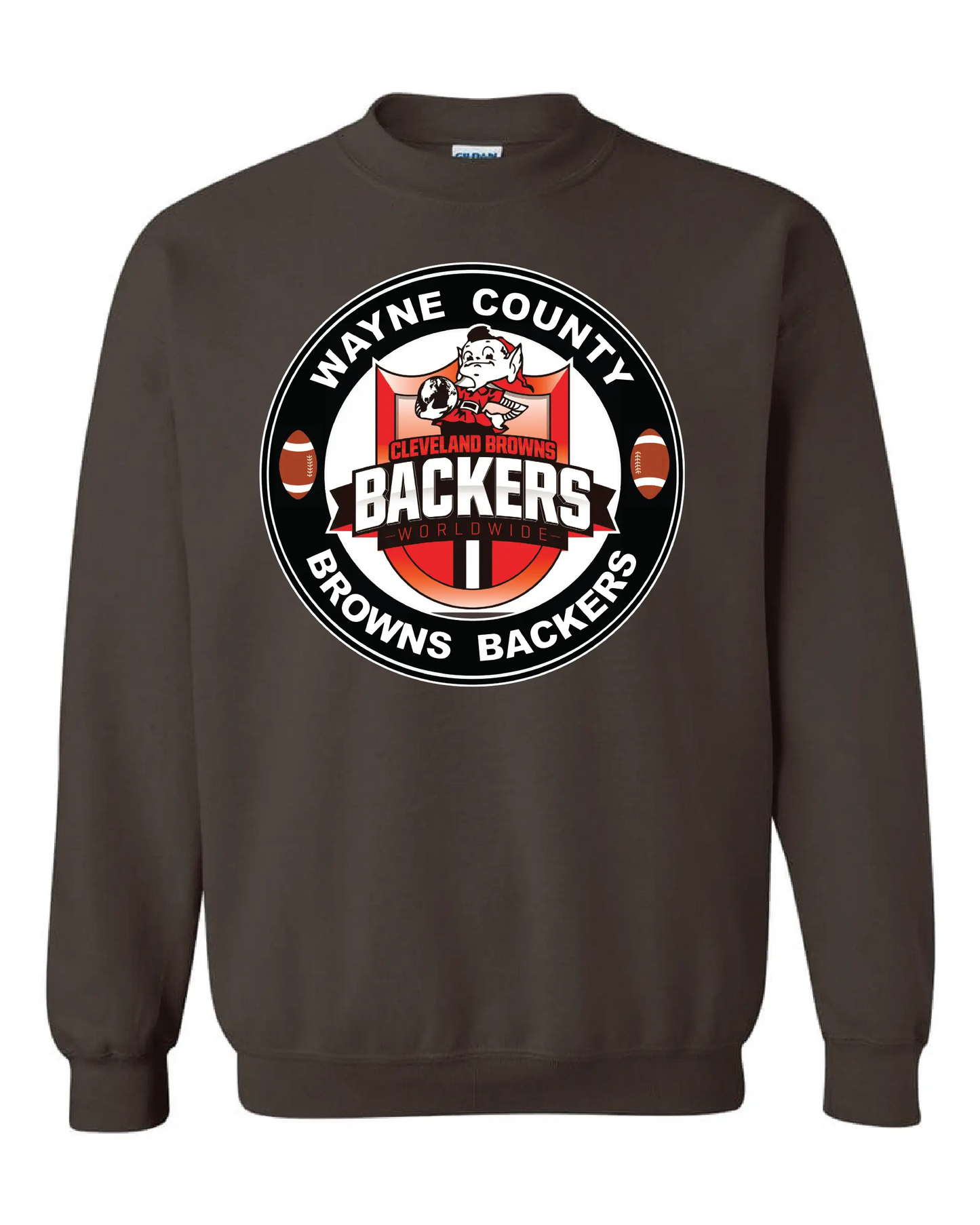 "Wayne County Browns Backers" Design on Brown - Only in Clev 3XL-Unisex-crew-sweatshirt
