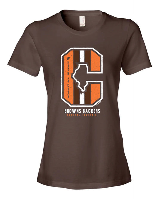 "Whiskey City Backers" Design on Brown - Only in Clev 3XL-Women-s-short-sleeve