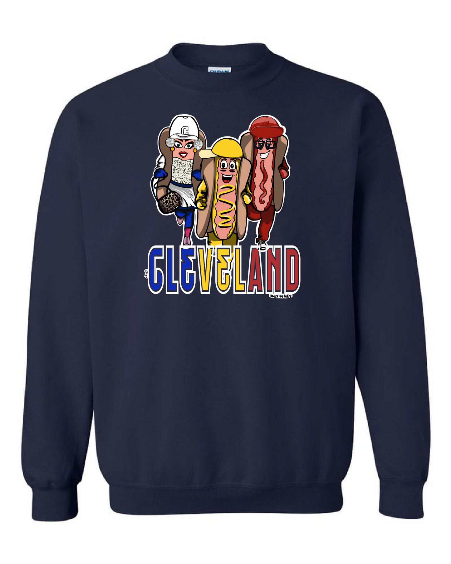 "Cleveland Baseball Ketchup Mustard Onion Dog/Design" on Navy - Only in Clev 