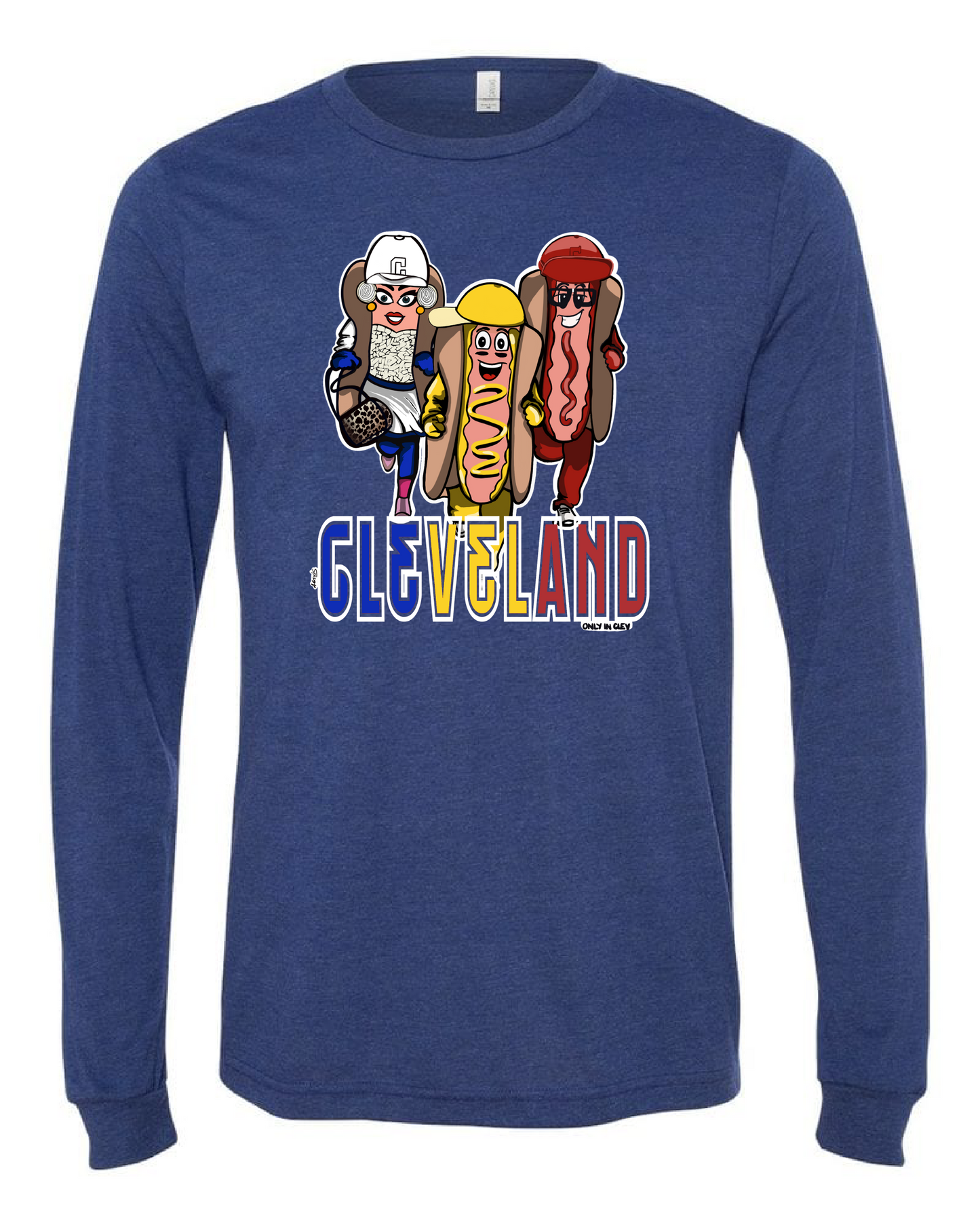 "Cleveland Baseball Ketchup Mustard Onion Dog/Design" on Navy - Only in Clev 