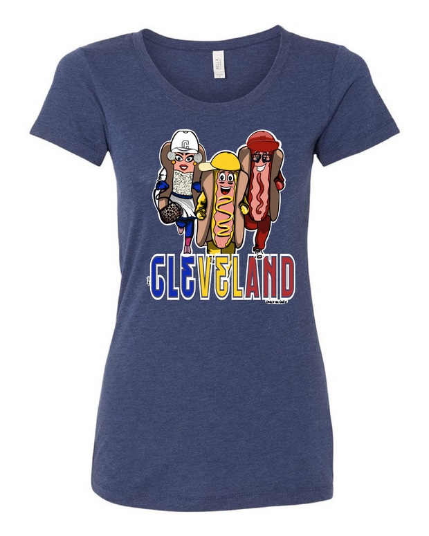 "Cleveland Baseball Ketchup Mustard Onion Dog/Design" on Navy