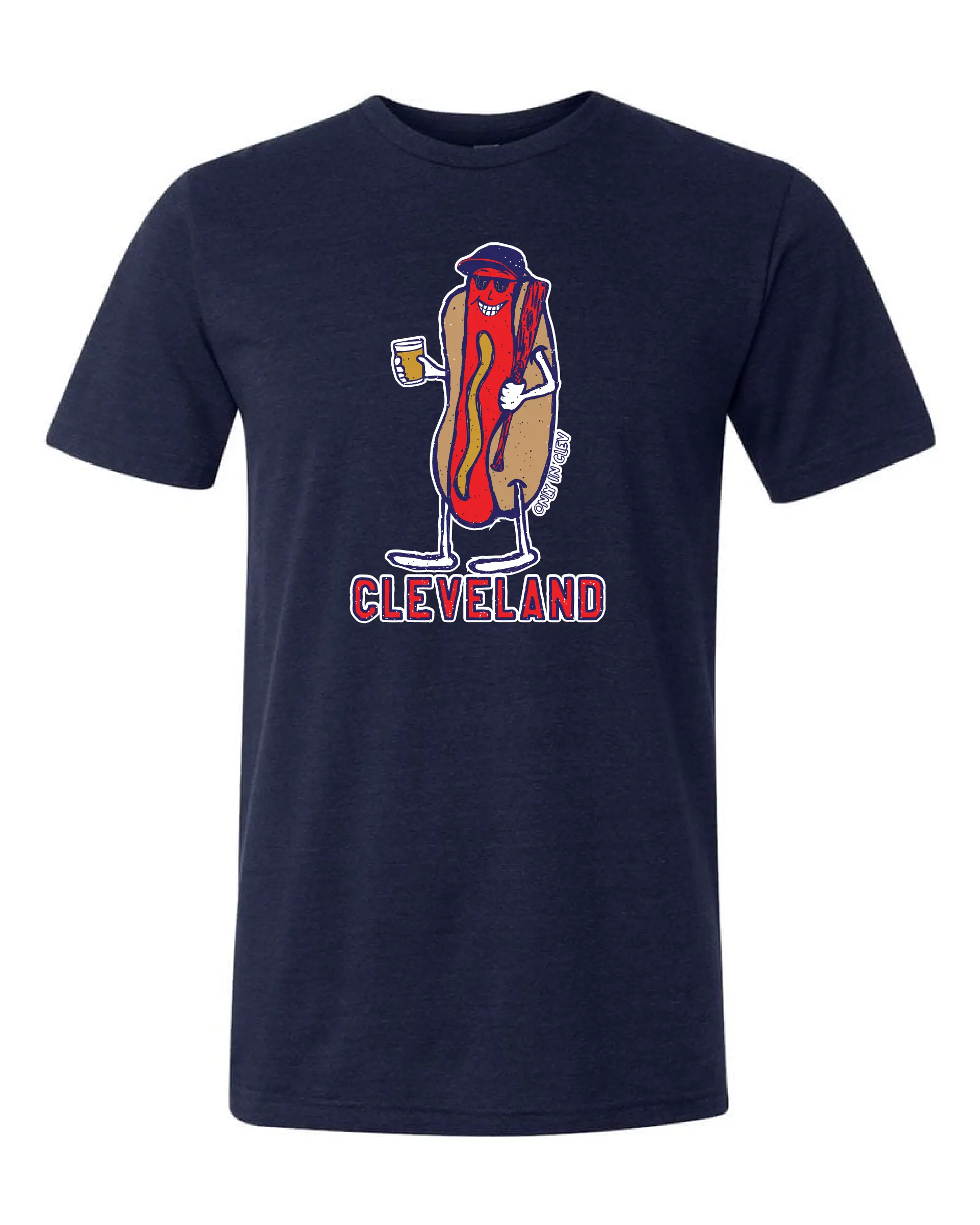 "Cleveland Dollar Dog/Beer Design" on Navy - Only in Clev 