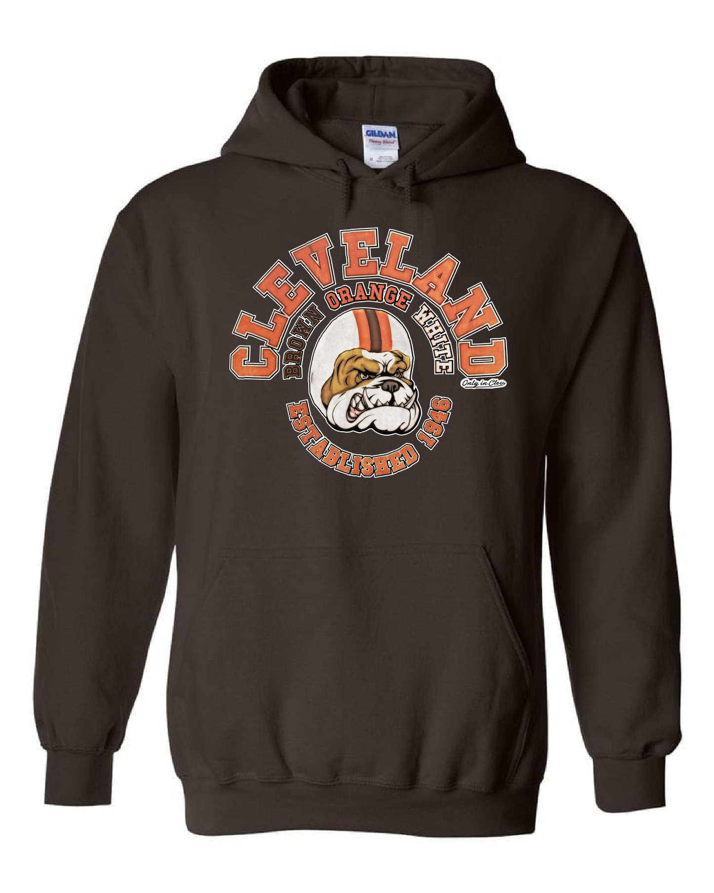 Cleveland Old School Brown Orange White on Brown - Only in Clev 