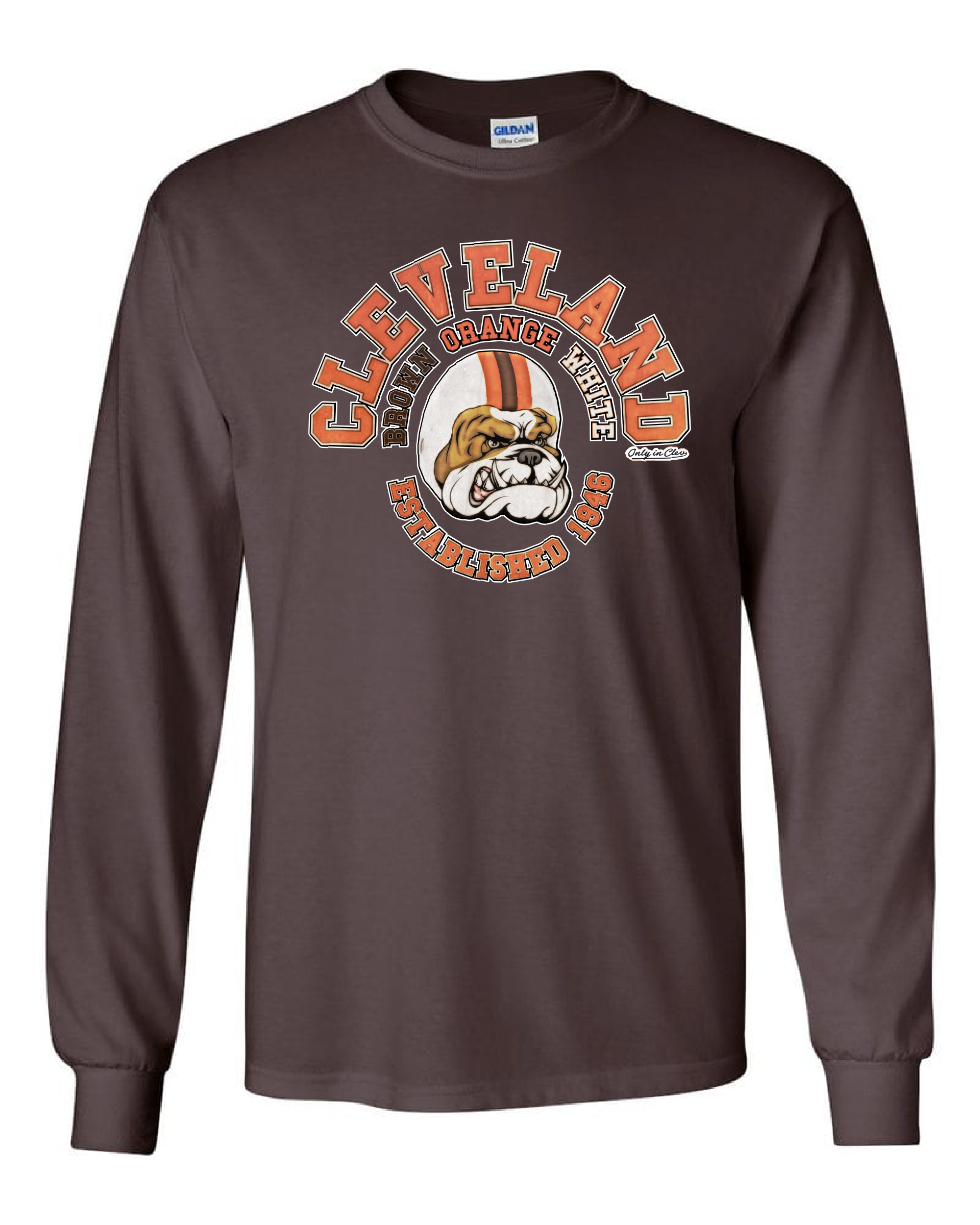Cleveland Old School Brown Orange White on Brown - Only in Clev 