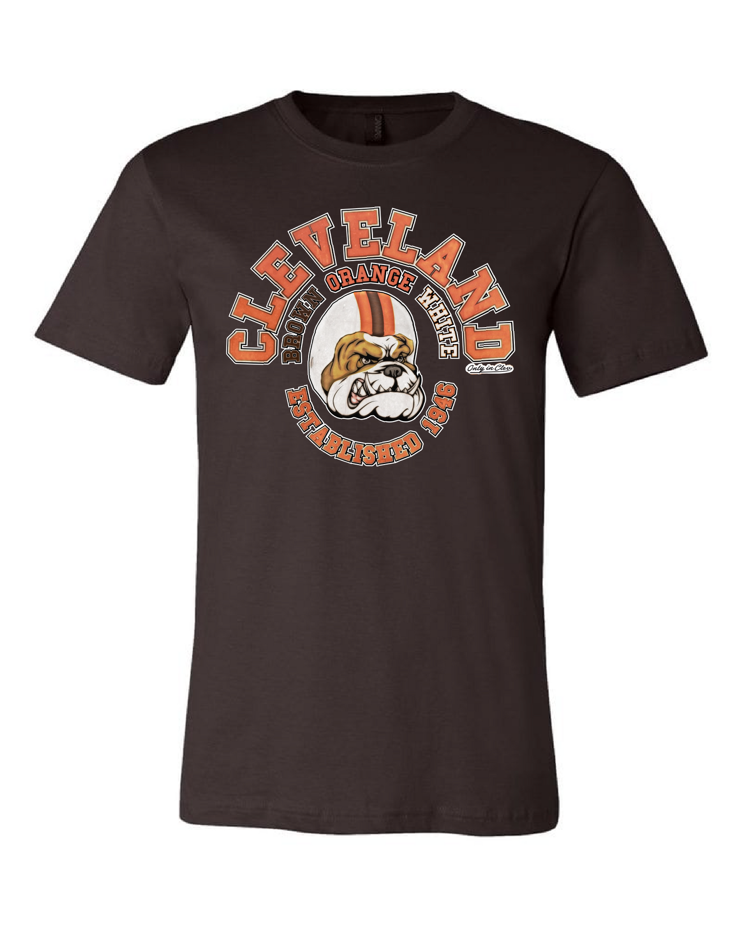 Cleveland Old School Brown Orange White on Brown - Only in Clev 