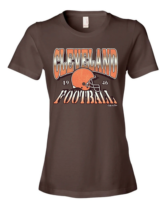 "Cleveland Football Old School Design on Brown - Only in Clev 