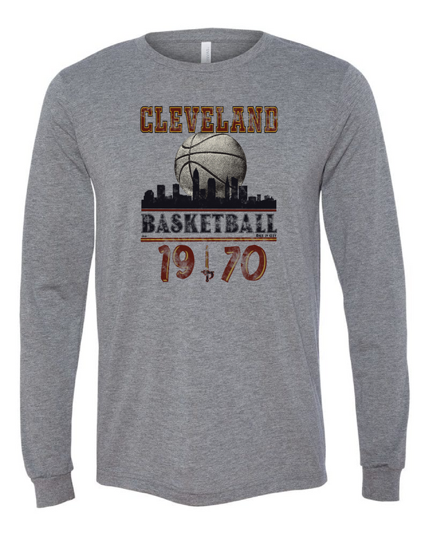 "Vintage Cleveland Basketball 1970" Design on Gray