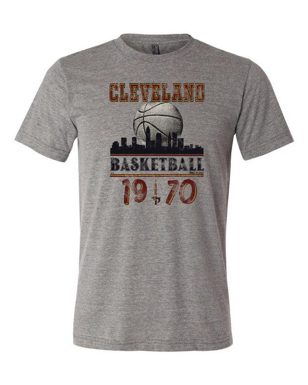 "Vintage Cleveland Basketball 1970" Design on Gray